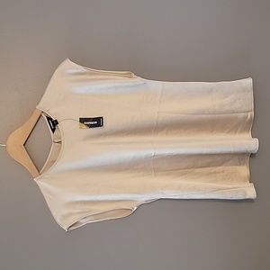 Light gold cream express satin cap sleeve blouse size s NWT